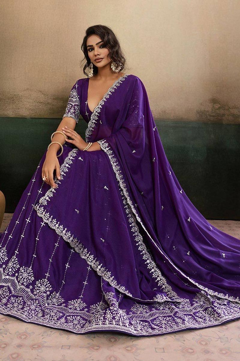 Purple Lehenga Choli UK | Heavy Embroidery & Designer Suit RTI