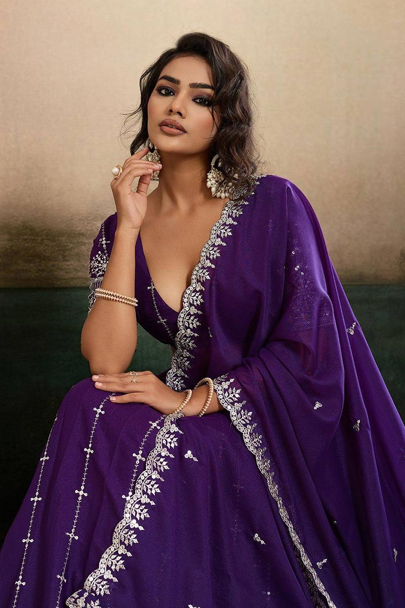 Purple Lehenga Choli UK | Heavy Embroidery & Designer Suit RTI