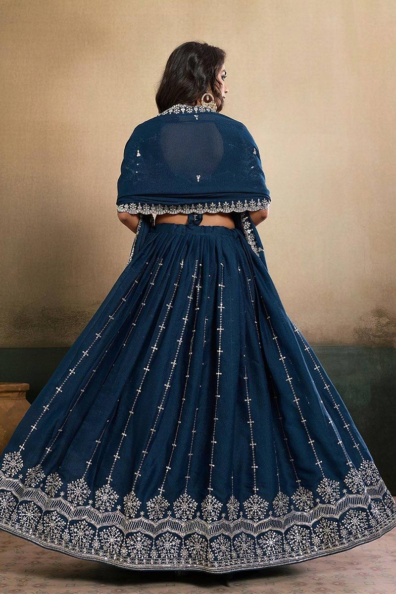 Teal Embroidered Lehenga Choli | Traditional & Party Wear UK RTI