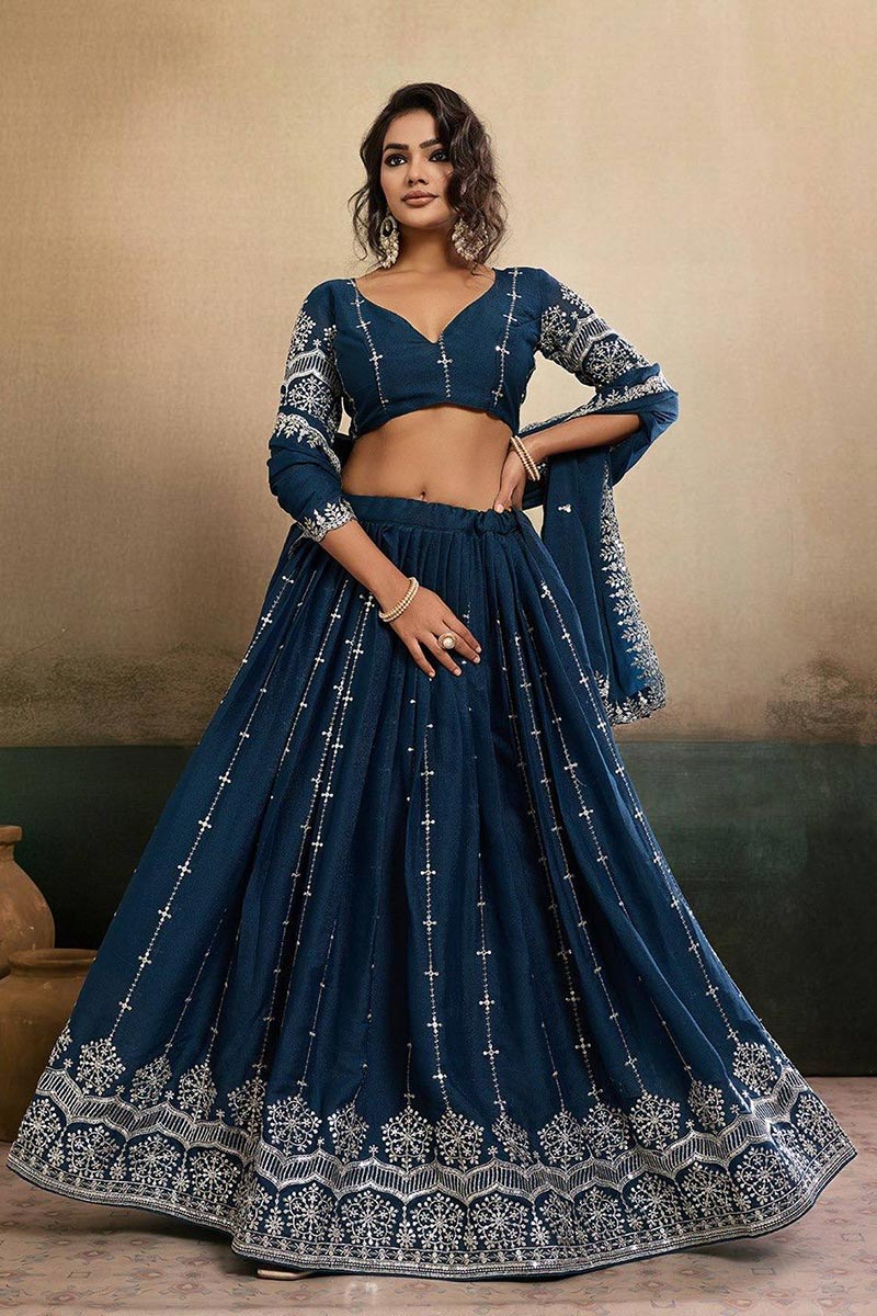 Teal Embroidered Lehenga Choli | Traditional & Party Wear UK RTI