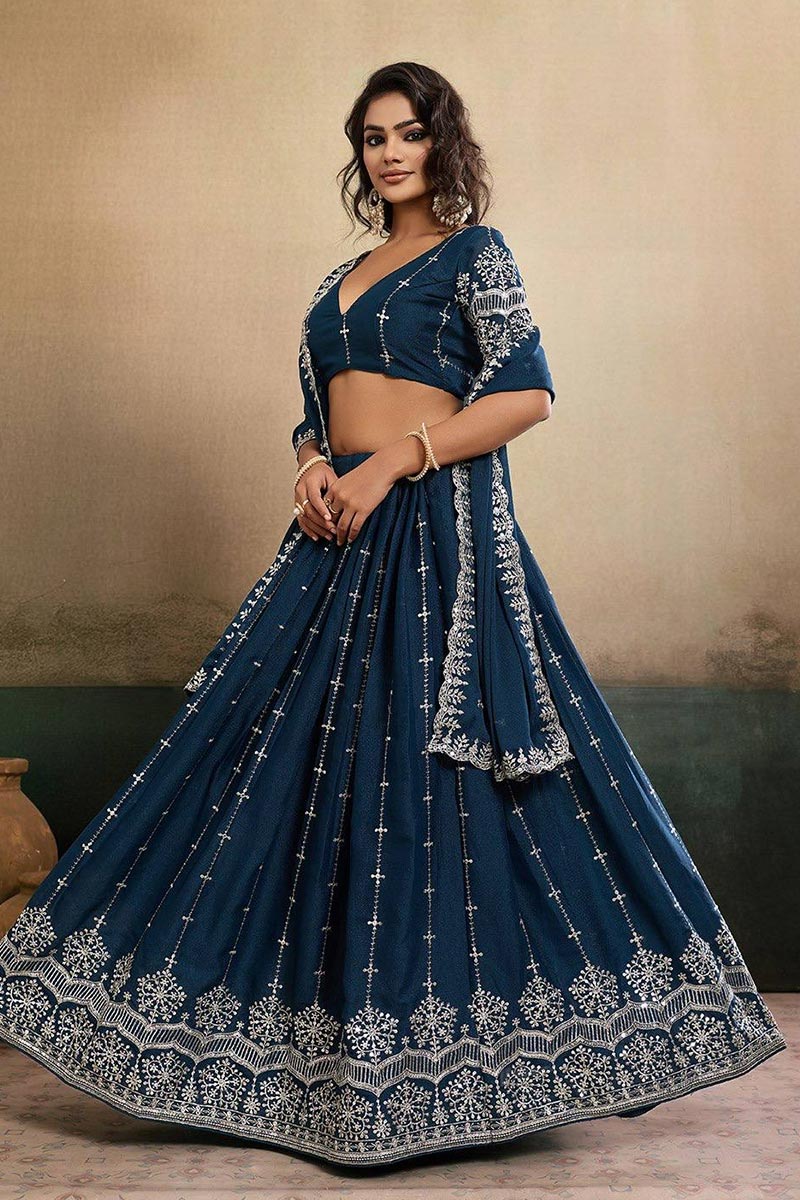 Teal Embroidered Lehenga Choli | Traditional & Party Wear UK RTI
