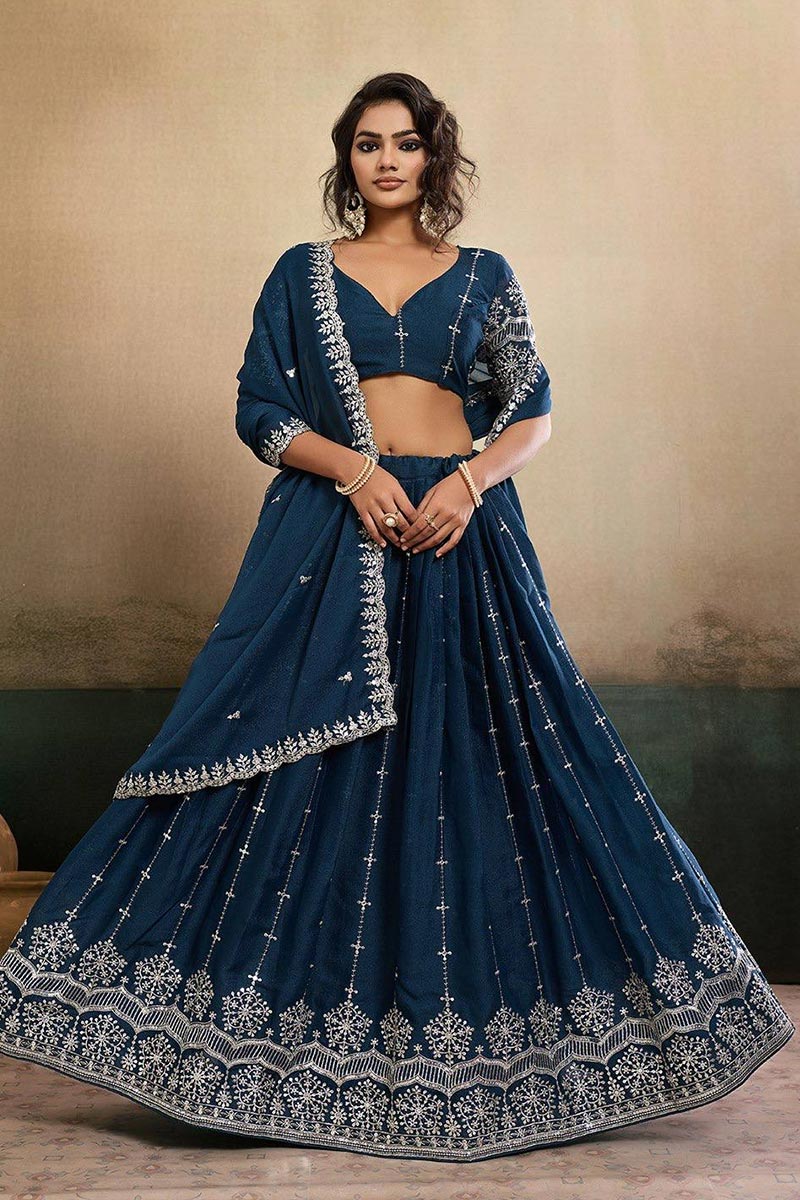 Teal Embroidered Lehenga Choli | Traditional & Party Wear UK RTI