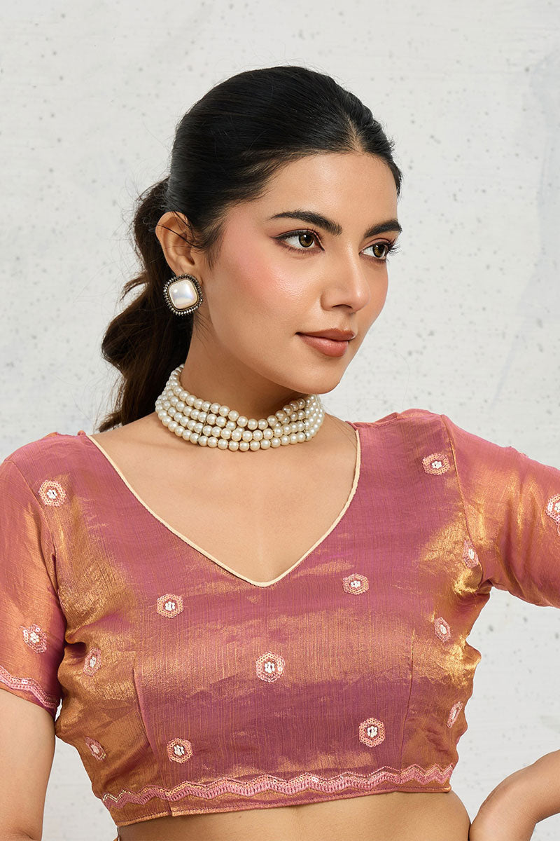 Pink Designer Saree UK | Floral Embroidered Border & Elegant Festive Pallu RTI