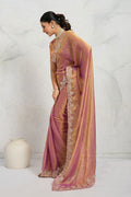 Pink Designer Saree UK | Floral Embroidered Border & Elegant Festive Pallu RTI