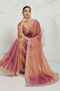 Pink Designer Saree UK | Floral Embroidered Border & Elegant Festive Pallu RTI