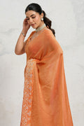 Orange Designer Saree UK | Floral Embroidered Border & Elegant Festive Saree RTI