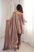 Purple Mirror Work UK | Embellished Kurta, Straight Pants & Sheer Dupatta RTI