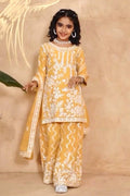 Designer Yellow Floral Embroidered Kids Sharara Outfit UK RTI