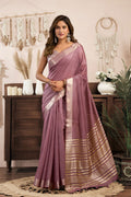 Lavender Traditional Khadi Saree UK | Printed Work & Festive Brocade Blouse RTI