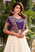 Purple & Ivory Festive Lehenga UK | Embroidered Heritage Border RTI