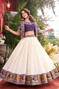 Purple & Ivory Festive Lehenga UK | Embroidered Heritage Border RTI
