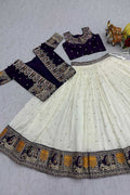 Purple & Ivory Festive Lehenga UK | Embroidered Heritage Border RTI