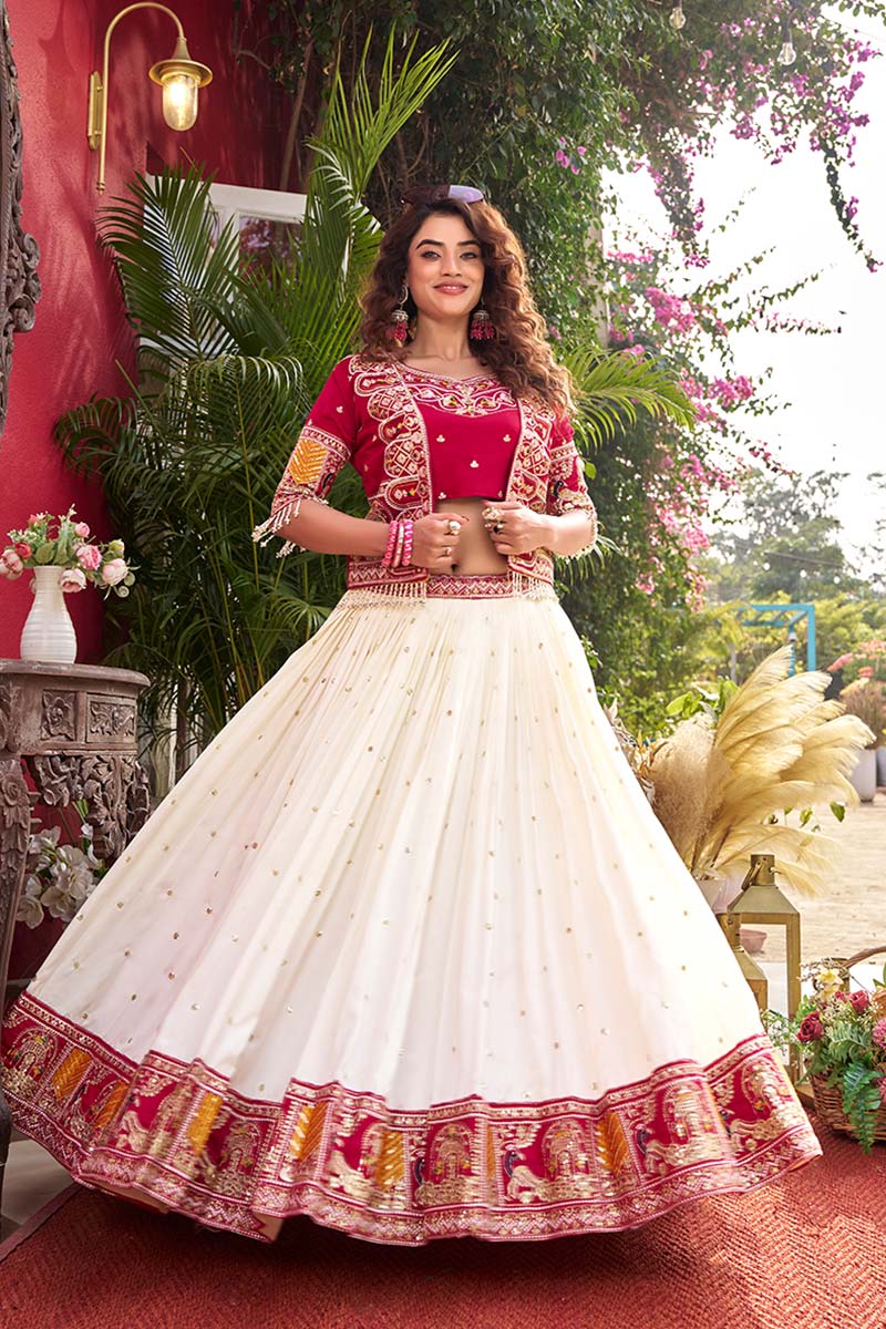 Purple & Ivory Festive Lehenga UK | Embroidered Heritage Border RTI