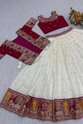 Purple & Ivory Festive Lehenga UK | Embroidered Heritage Border RTI