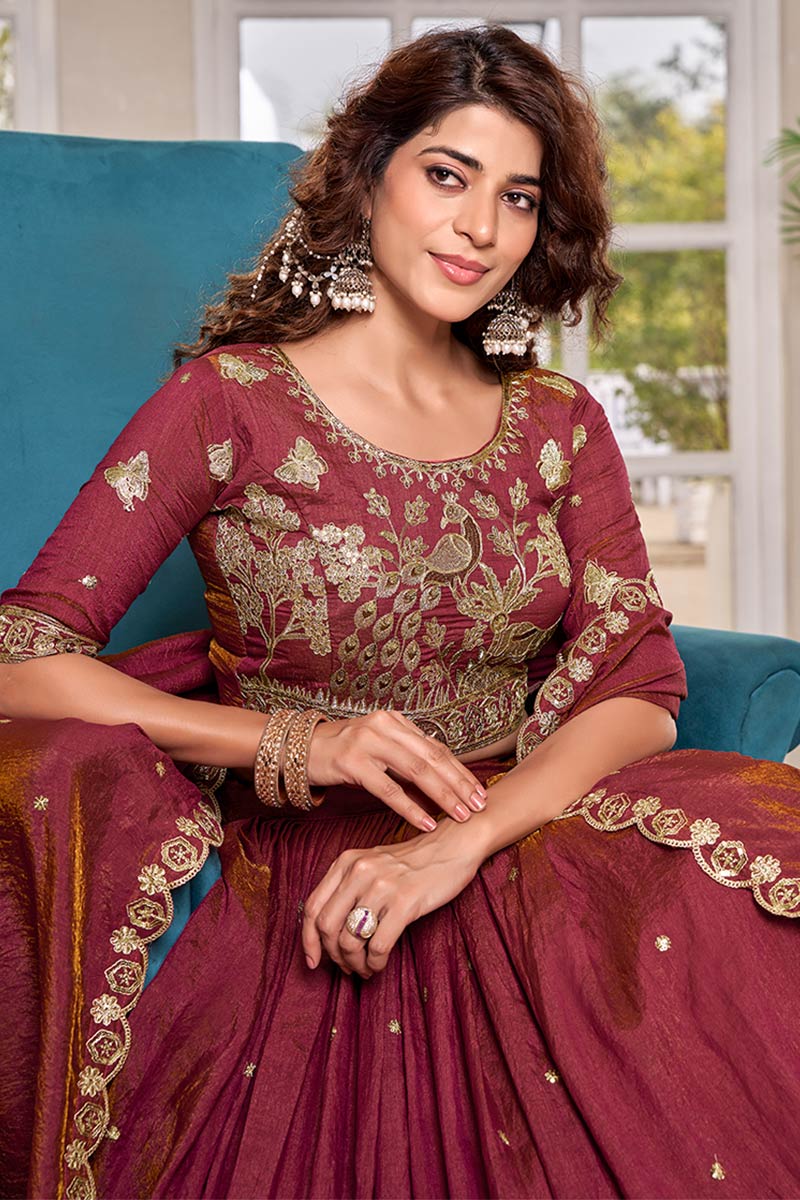 Pink Partywear Lehenga with Gold Threadwork| Designer Lehenga Choli UK RTI