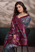 Blue Soft Silk Saree UK | Jacquard Woven Design & Elegant Festive Pallu RTI