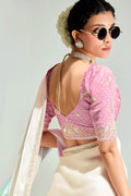Multicolor Trendy Organza Saree with Sequins Embroidered Blouse LF