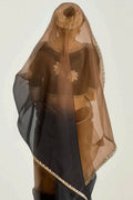 Brown Trendy Organza Saree with Sequins Embroidered Black Blouse LF