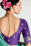 Multicolor Organza Saree with Sequins Embroidered Violet Blouse LF