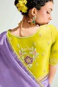 Lavender Organza Saree with Sequins Embroidered Yellow Blouse LF