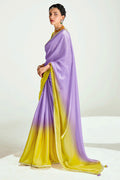 Lavender Organza Saree with Sequins Embroidered Yellow Blouse LF
