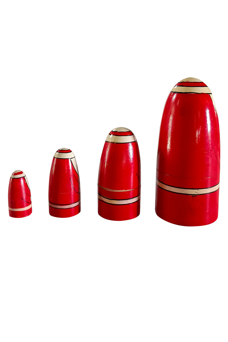 Handcrafted Channapatna Santa Nesting Dolls – Set of 4 Wooden Christmas Figurines INDIGO ETHNICS