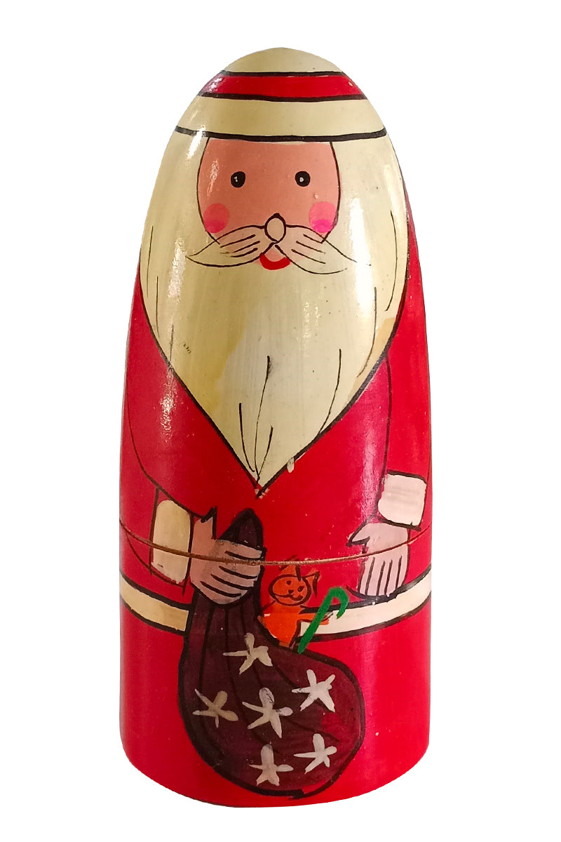Handcrafted Channapatna Santa Nesting Dolls – Set of 4 Wooden Christmas Figurines INDIGO ETHNICS