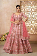 Adorable Pink Silk  Embroidery  Wedding Wear Lehenga Choli KSR
