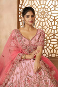 Adorable Pink Silk  Embroidery  Wedding Wear Lehenga Choli KSR