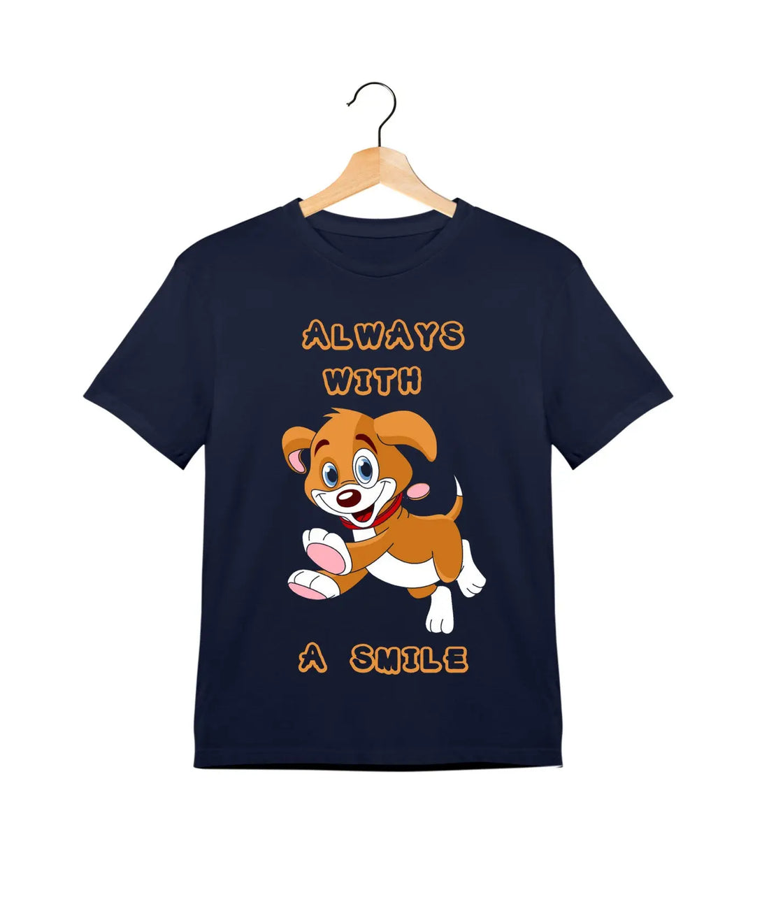 "Always with a Smile" - Kids Unisex T-Shirt – Premium Round Neck - Navy Blue - 100% Cotton Offbeat