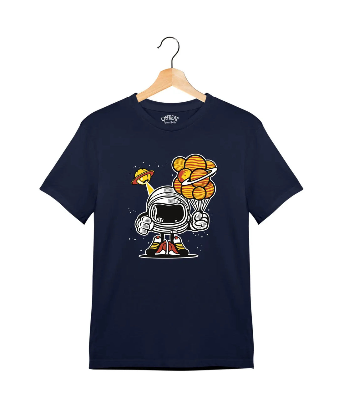 "Astronaut" - Juniors Unisex T-Shirt –  Premium Round Neck - Navy Blue - 100% Cotton Offbeat
