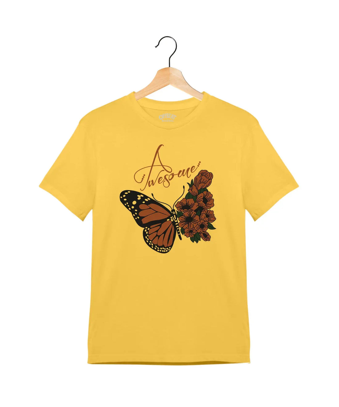"Awesome" - Juniors Unisex T-Shirt –  Premium Round Neck - Minion Yellow - 100% Cotton Offbeat