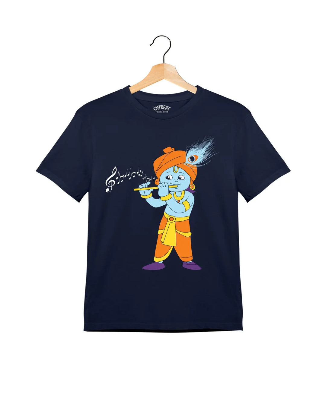 "Bal Krishna" - Kids Unisex T-Shirt – Premium Round Neck - Navy Blue- 100% Cotton Offbeat