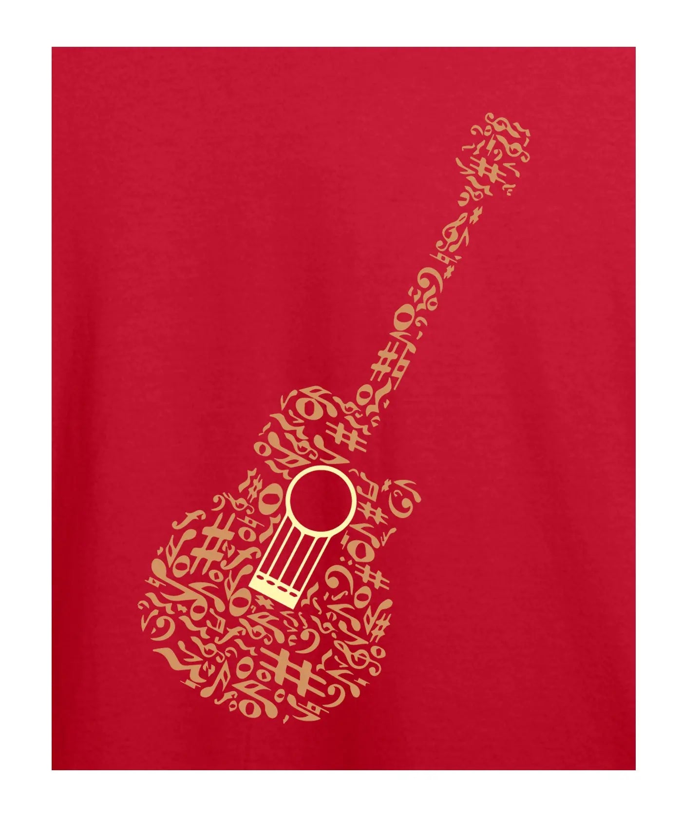 "Bass Guitar" Printed T-Shirt – Premium Round Neck - Red - 100% Cotton Offbeat