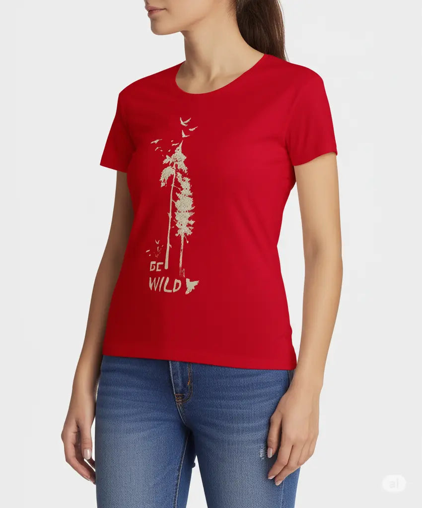 Be Wild Graphic T-Shirt – 100% Cotton - Red & White Variants Offbeat
