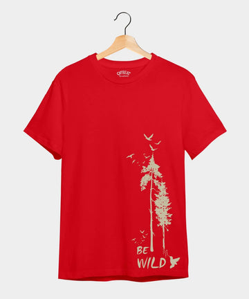 Be Wild Graphic T-Shirt – 100% Cotton - Red & White Variants Offbeat