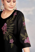 Black Floral Embroidered Co-Ord Set – Casual Chic Two-Piece PR