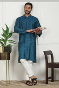 Blue Jacquard Kurta for Men – Festive & Formal Wear KSF