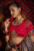 Blue Patola Banarasi Saree with Golden Zari Weave – Bridal & Festive Wear VA