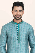 Blue and White Kurta Pajama Cotton Printed Set | Traditional Wear RTI