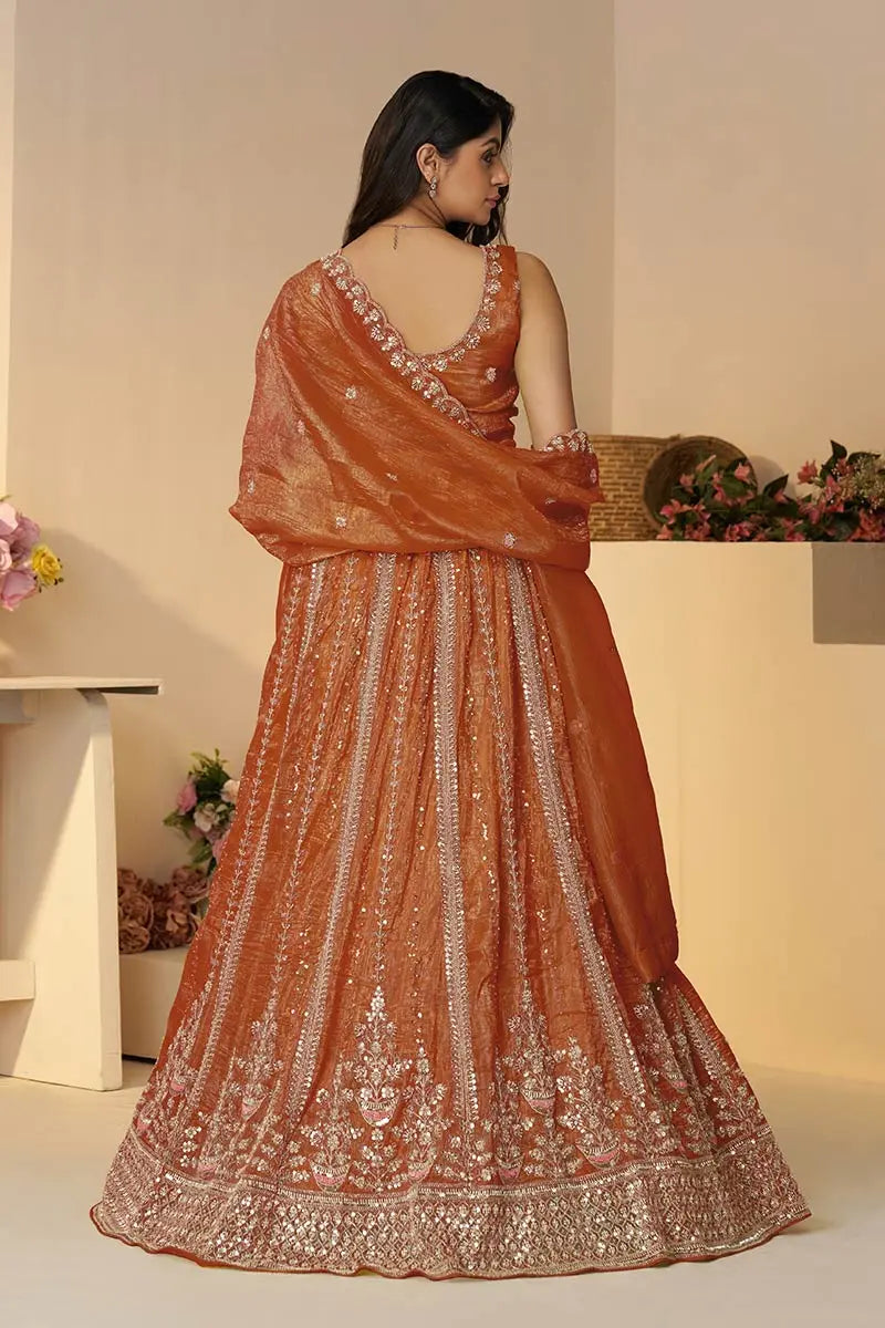 Bridal Lehenga in Rustic Orange – Perfect for Festivals KSR