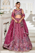 Burgundy Embroidered Lehenga with Dupatta – Festive & Wedding Wear RTI