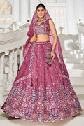 Burgundy Embroidered Lehenga with Dupatta – Festive & Wedding Wear RTI