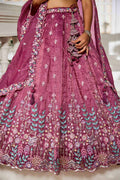 Burgundy Embroidered Lehenga with Dupatta – Festive & Wedding Wear RTI