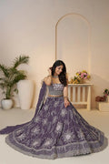 Celebrate in Style: Purple Zari & Sequin Work Lehenga for Haldi Ceremonies KSR