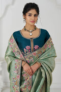 Champagne Grace: Embroidered Dola Silk Saree with Birds, Sequins & Beads KSR