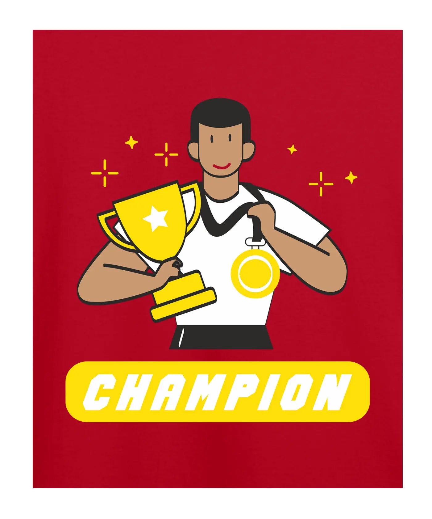 "Champion" - Juniors Unisex T-Shirt –  Premium Round Neck - Red - 100% Cotton Offbeat