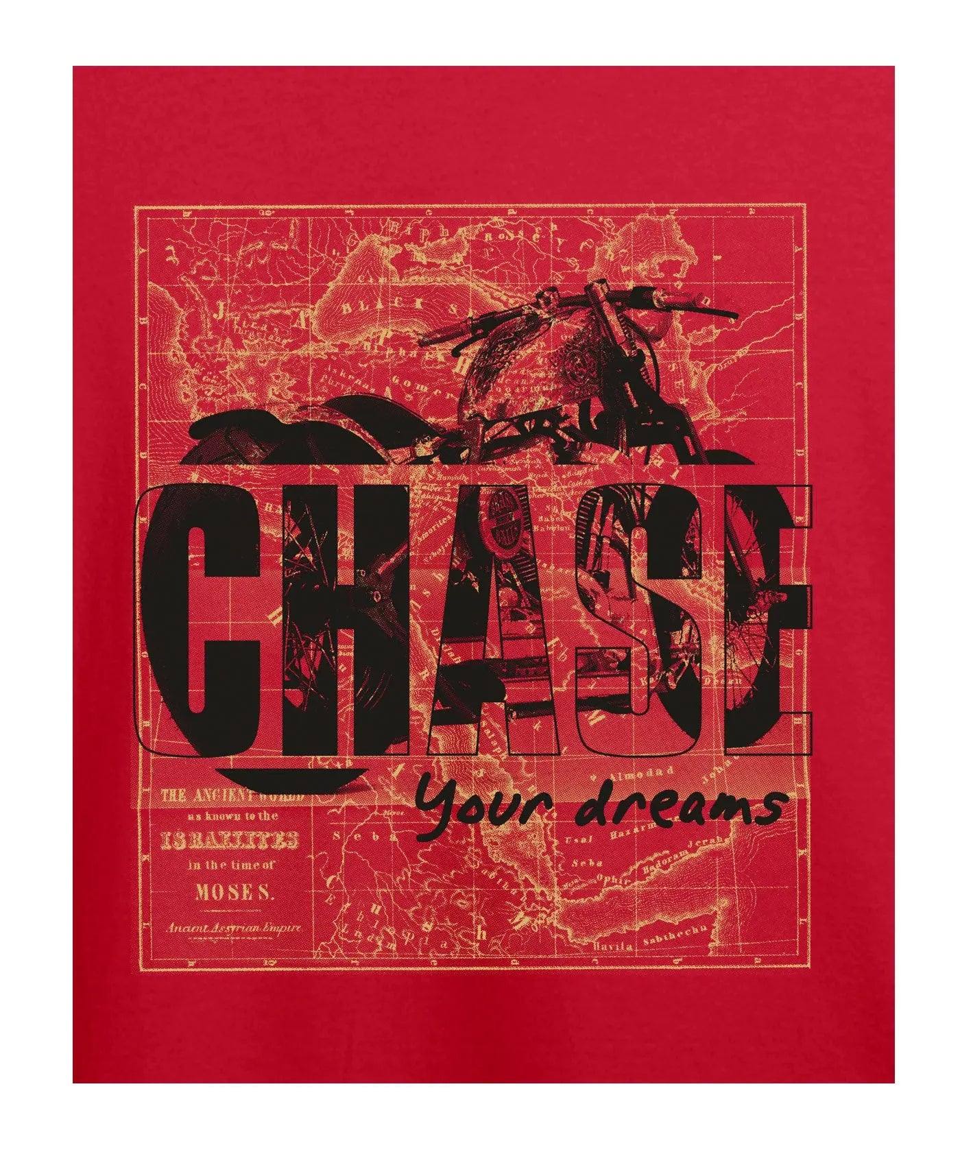 "Chase Your Dream" Printed T-Shirt – Premium Round Neck - Red - 100% Cotton Offbeat