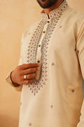 Cream Embroidered Designer Kurta Pajama Set - Traditional Wear VA