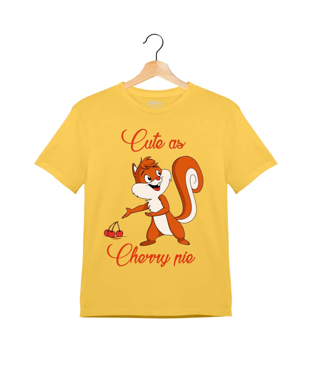 "Cute as Cherry Pie" - Kids Unisex T-Shirt – Premium Round Neck - Minion Yellow - 100% Cotton Offbeat